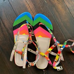 Designer Inspired Rainbow Lace Up Sandals